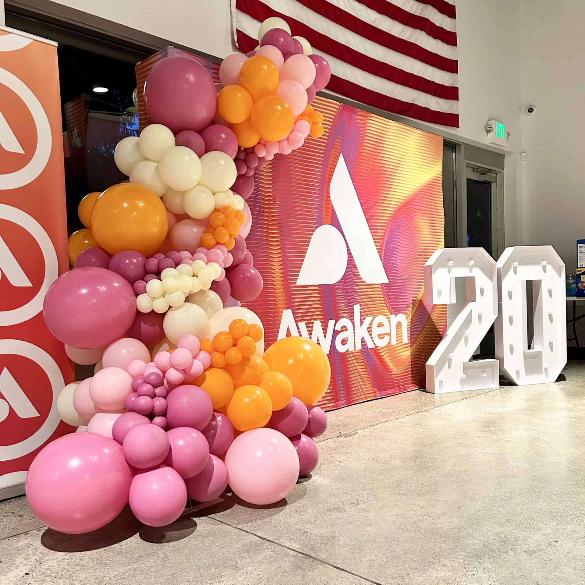 Photo: luxury balloon garlands styled for Awaken Church in Redmond, WA